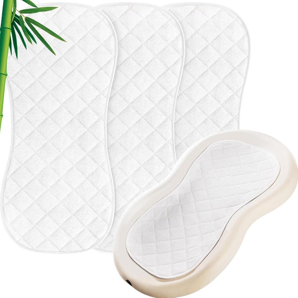 Forro Protector Cambiador Acolchado Grueso Moonsea 3 Paquetes Impermeable, Ajuste Forros Cambiador Diseño Antideslizante Almohadillas Reutilizables Lavables Máquina, Blanco
