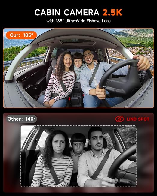 Cámara de Auto GT820 4K 2 Canales 360° – Gran Angular 160°+185°, Visión Nocturna IR, WiFi, GPS, G-Sensor y 64GB