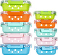 YARYOUNG Paquete de 8 recipientes de vidrio para preparación de comidas con fundas de silicona extraíbles, juego de recipientes para almacenamiento de alimentos con tapas herméticas (34 oz + 12 oz)