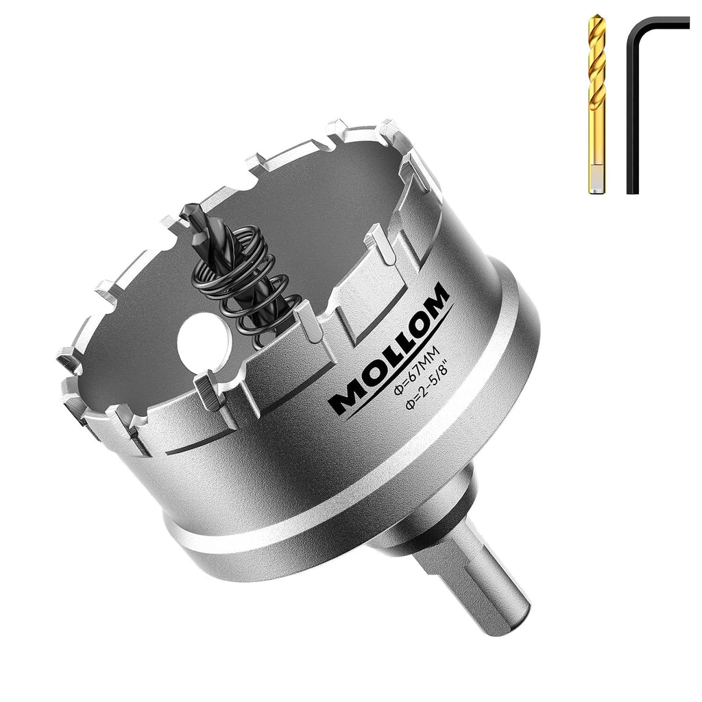 USADO-Sierra Copa de Carburo Mollom 2-5/8" (67mm) con 2 Brocas Piloto – Corte Industrial en Metal y Plástico
