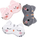 Antifaz para Dormir Haysandy – Set de 3 Diseños Animales (Gato), Suave y Ligero para Adultos y Niños