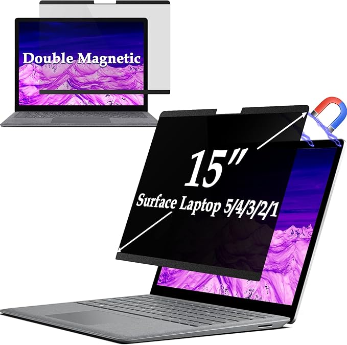 Filtro de Privacidad Magnético IPROKKO para Microsoft Surface Laptop 1/2/3/4/5/6 de 15" – Antireflejos, Antiluz Azul, Removible