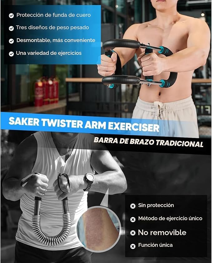 LYKAN Entrenador de brazo Twister, equipo de entrenamiento de pecho ajustable de 40 a 100 libras, entrenador de brazos, entrenador de brazo giratorio, barra giratoria portátil, diseño desmontable (Copia)