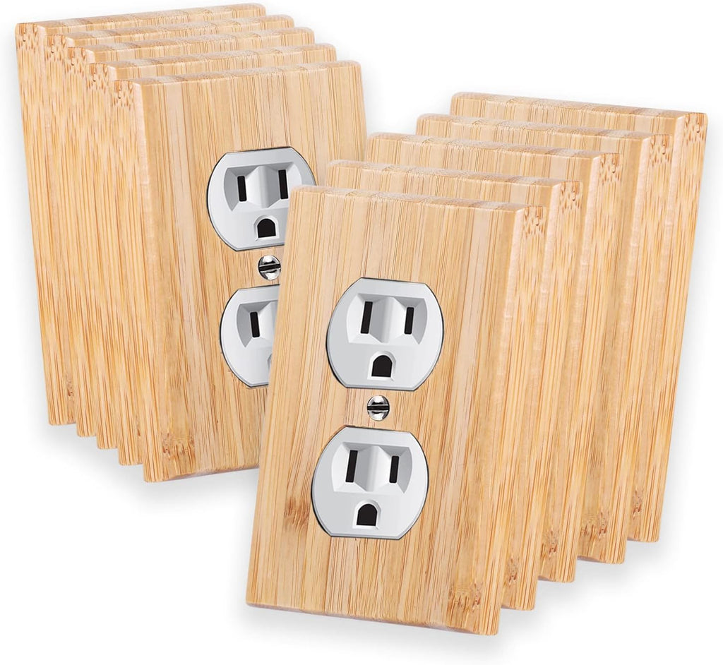 Placas de Interruptor de Luz en Bambú | Set de 18 | 4.5 x 2.76 Pulgadas Doble Agujero