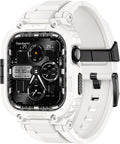 Banda amBand 46mm para Apple Watch Series 11/10 Funda Hombre, Cubierta Protectora Táctica Grado Militar M1 Sport Robusta Correa Protectora para iWatch 46 mm Hombre - Blanco