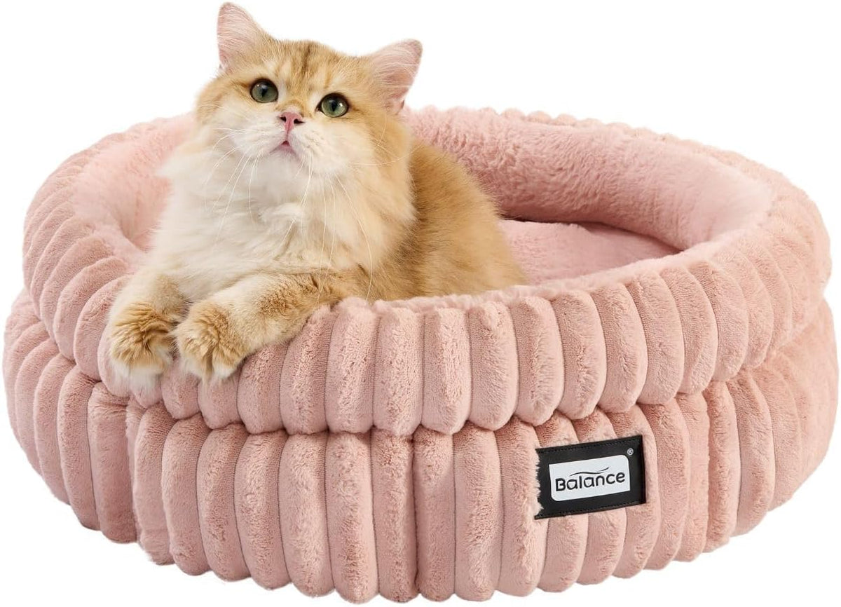 Cama para gatos Balance, cama redonda lavable para gatos domésticos, cama para mascotas de felpa supersuave de piel sintética
