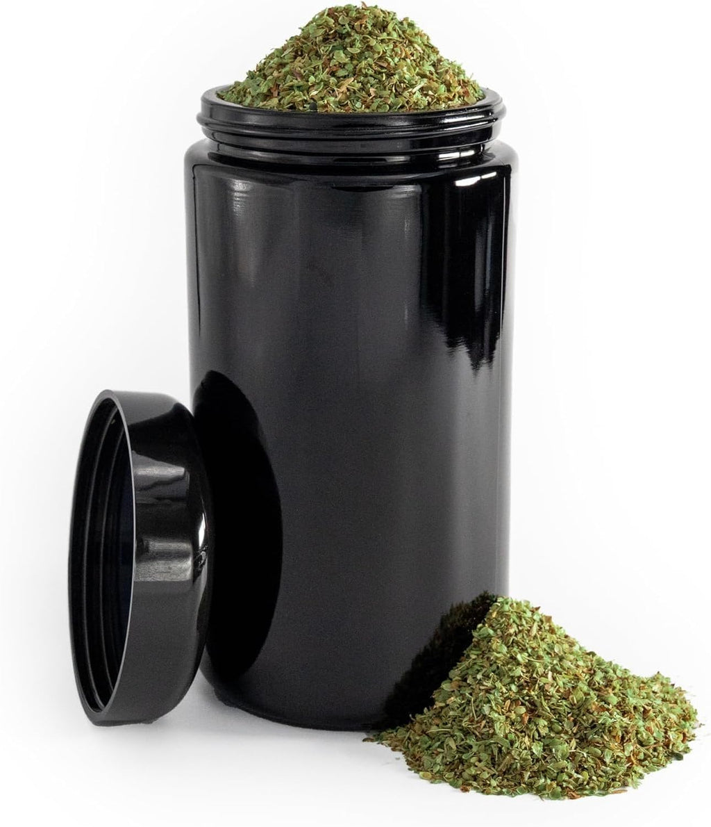 Frascos Infinity de 500 ml (17 onzas líquidas) de vidrio hermético con protección UV. Recipientes que bloquean olores, son antiestáticos y opacos para hierbas, café, té y especias. Almacenamiento duradero, recargable y fácil de transportar.