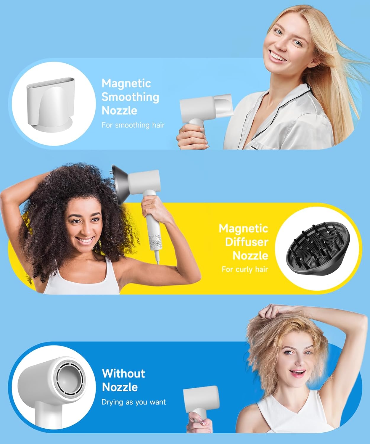 Secadora de Cabello Profesional – Motor Brushless de Alta Velocidad 130000 RPM – Secador Iónico con Control Térmico y Bajo Ruido para Secado Rápido – Incluye Difusor y Boquilla Magnética – Ideal para Mujer, Hogar y Viaje