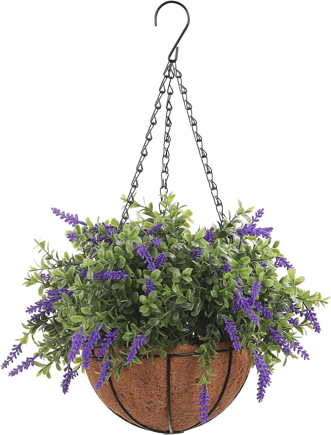 Hessessl Lavanda Artificial Colgante con Cesta | Plantas Falsas para Exterior Resistentes UV Decoracion Primavera Verano Patio Jardin