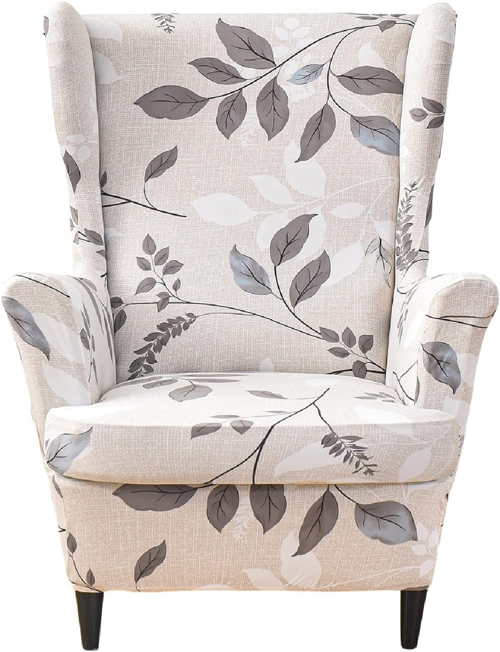 KRFOONN Wingback Chair Covers Slipcovers 2 Piece Stretch Wing Chair Covers Spandex Slipcovers Wingback Sofa Cover Armchair Covers Non-Slip Furniture Protector for Living Room Wingback Chairs, A13