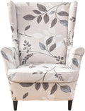 KRFOONN Wingback Chair Covers Slipcovers 2 Piece Stretch Wing Chair Covers Spandex Slipcovers Wingback Sofa Cover Armchair Covers Non-Slip Furniture Protector for Living Room Wingback Chairs, A13