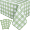 Paquete de 3 manteles Oigco de cuadros vichy verde salvia de 54 x 108 pulgadas, mantel rectangular desechable a cuadros verde salvia, funda para mesa de picnic para exteriores, camping, decoraciones de cumpleaños.
