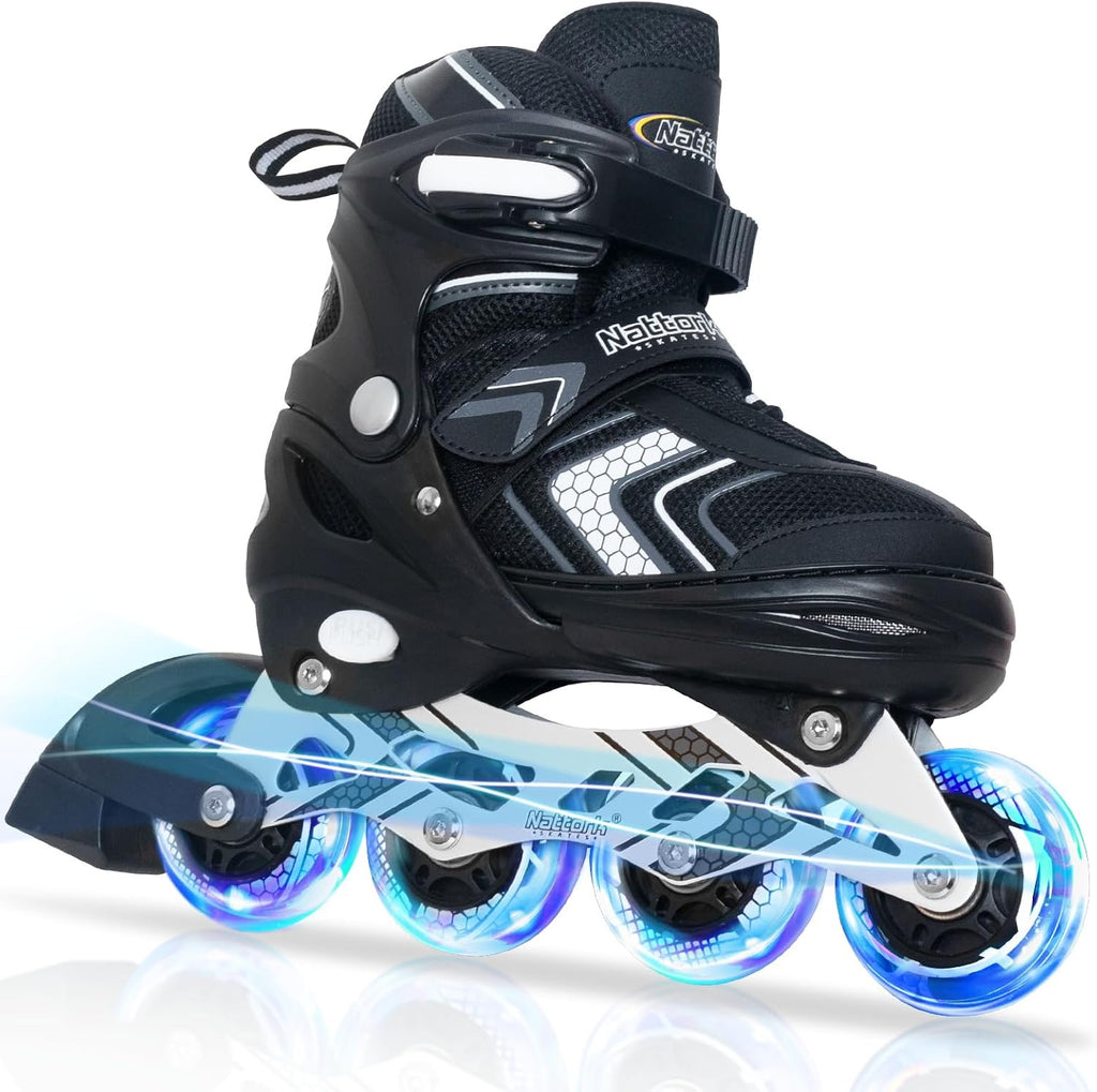 USADO-Nattork Patines en línea ajustables para niñas y niños con ruedas completamente iluminadas, patines en línea para principiantes para niños y jóvenes