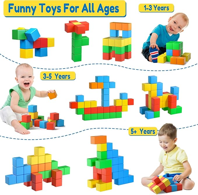 Bloques magnéticos, 32 piezas, bloque de construcción magnético grande para niños de 3, 4, 5, 6, 7, 8 años, cubos magnéticos de color, juguetes de aprendizaje para niños de 1 a 3 años, juguetes sensoriales de 4 a 8 años, regalos de Navidad y cumpleaños