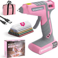 WORKPRO Pistola de pegamento caliente inalámbrica, precalentamiento rápido de 30 segundos, kit de pistola de pegamento de doble temperatura de 7.2V con 50 varillas de pegamento