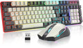 Combo de teclado y ratón inalámbricos para juegos RedThunder K10 Pro, retroiluminación RGB, batería recargable de 3800 mAh, teclado con sensación mecánica y tecnología anti-ghosting + ratón 7D de 3200 DPI para jugadores de PC (blanco y gris).