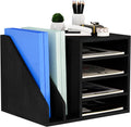 Organizador de Escritorio de Madera Senhoglb | Porta Documentos y Correspondencia con Compartimentos Ajustables | Para Hogar, Oficina y Escuela | Negro