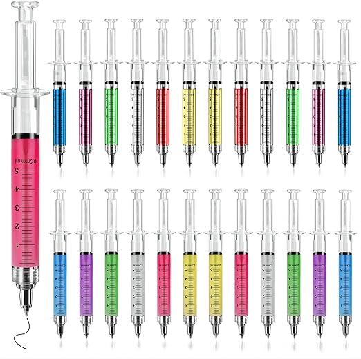 Paquete al por mayor de 24 unidades), bolígrafos retráctiles, divertidos, multicolor para enfermeras, suministros escolares para estudiantes de enfermería, cumpleaños, colaciones y recuerdos de fiestas.