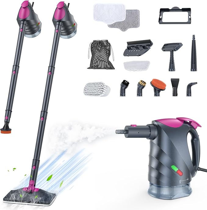 Limpiador a Vapor 10 en 1 con Mopa y Vaporizador Manual Desmontable – Tanque 320ml, Calentamiento Rápido