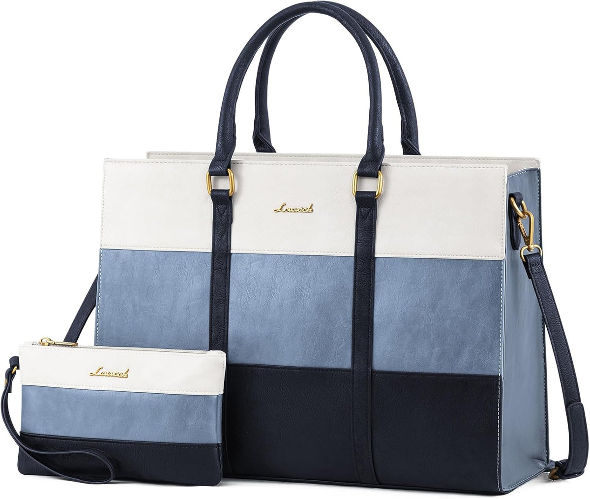 Bolso para portátil LOVEVOOK para mujer, bolso tote para portátil de 15,6 pulgadas, bolsos de trabajo de cuero vintage para mujer, bolso para ordenador impermeable con monedero, maletín de gran capacidad, bolso de oficina.