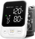 Monitor de presión arterial máquina de brazo superior preciso manguito BP ajustable kit pantalla led retroiluminada 2 usuarios 240 conjuntos de memoria incluye bolsa de almacenamiento blanco