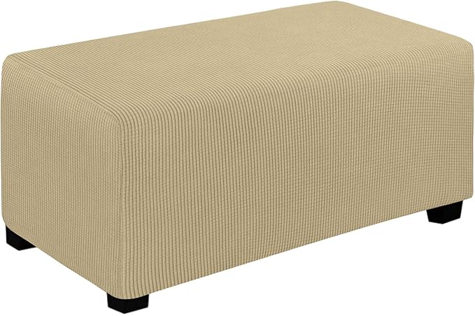 Funda Elástica para Otomana | Color Beige, Fácil Instalación y Lavable a Máquina