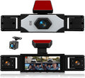 Cámara de salpicadero de 4 canales y 360° para frontal y trasera (izquierda y derecha), 3,16" 1080P, 4 vías, para coches, con visión nocturna infrarroja, grabación en bucle, asistencia de aparcamiento y monitorización de aparcamiento 24 horas.