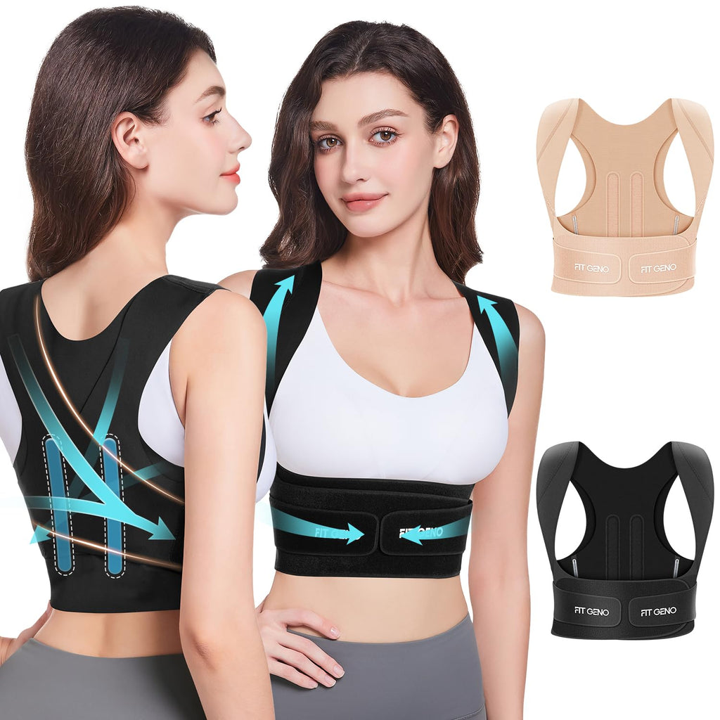 Corrector de Postura Fit Geno Invisilite para Mujer | Faja de Espalda Invisible y Ligera para Alivio de Cuello, Hombros y Espalda Alta | Mejora la Postura | Talla XL