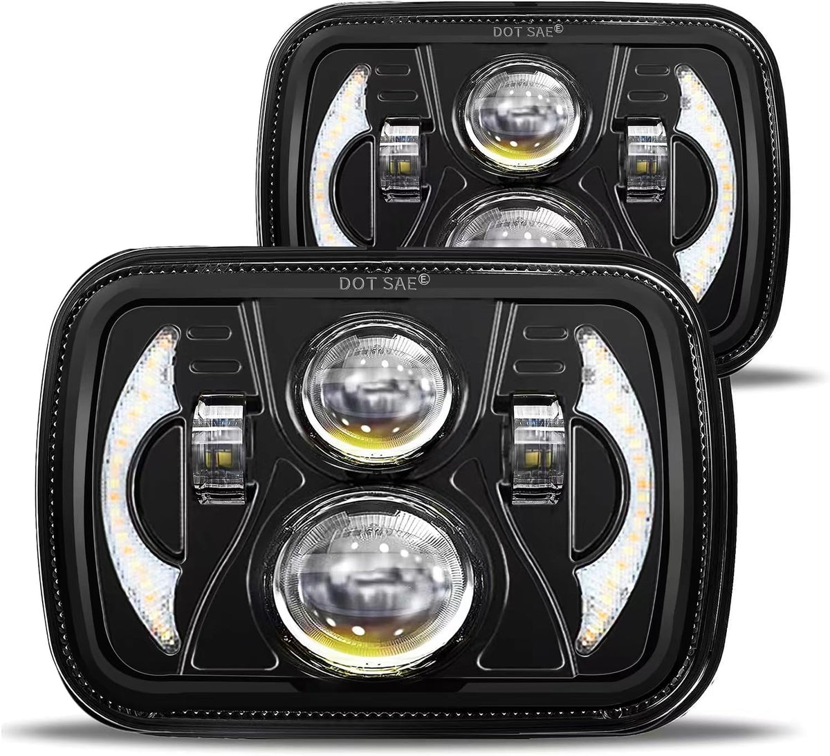 Faros LED 5x7 JHLion | Anti-Reflejo H6054 7x6 | 180W DOT | 600% Mas Brillo | DRL Direccional Ambar | Jeep Cherokee Wrangler