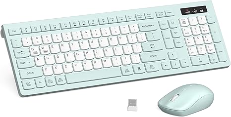 Combo de teclado y ratón inalámbrico silencioso, teclado inalámbrico de tamaño completo y ratón con DPI ajustable, receptor USB de 2.4GHz, teclado y ratón para PC, Windows, MAC, escritorio, portátil