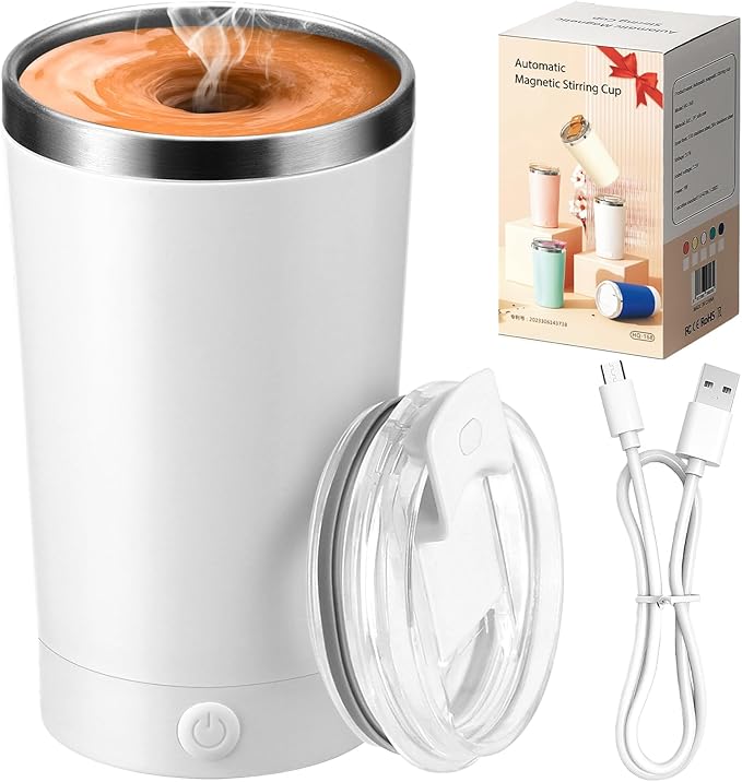 Taza Autoagitadora Eléctrica 400ml | Acero Inoxidable | Recargable USB-C