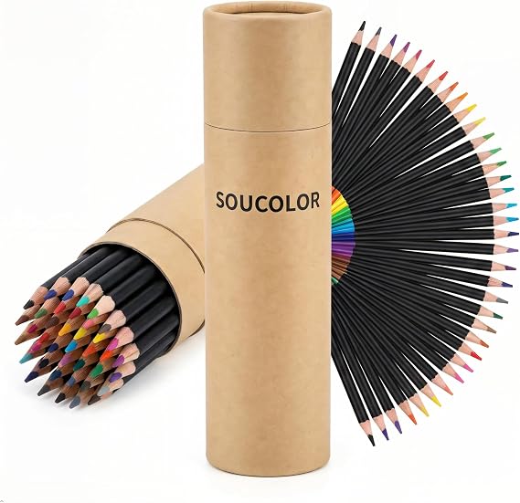 Soucolor Set de 72 Lápices de Colores – Arte Premium para Adultos, Colores Vibrantes, Mezcla Fácil y Sombreado