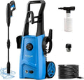 Hidrolavadora eléctrica, hidrolavadora eléctrica con boquilla ajustable, máquina de limpieza a presión con cañón de espuma para automóviles, cercas, entradas de vehículos, patios y limpieza del hogar.
