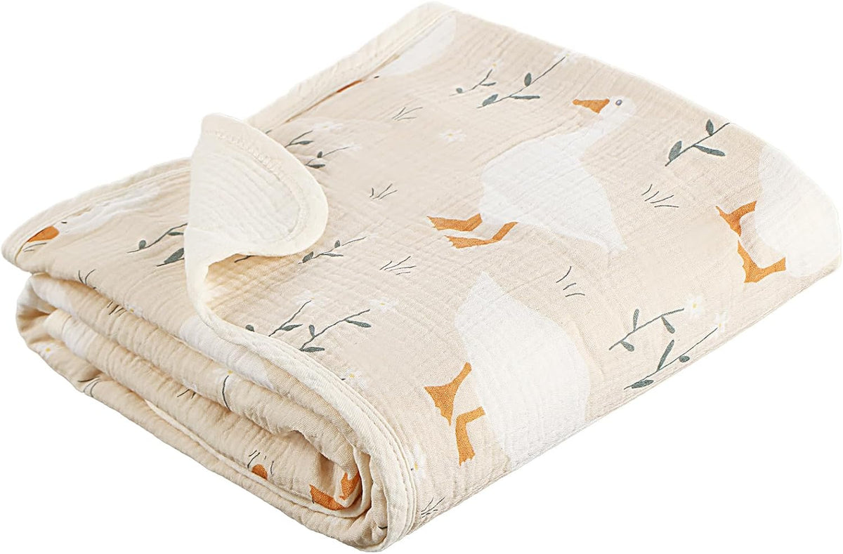 Mantas de muselina Breling Silly Goose para bebés, niñas y niños, 100 % algodón, para cuna, bebés y niños pequeños, 40 x 36 pulgadas, suave y ligera.