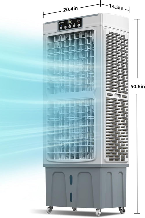 5000 CFM Portable Swamp Cooler - 50" Evaporative Air Cooler with 9.3 Gal Water Tank