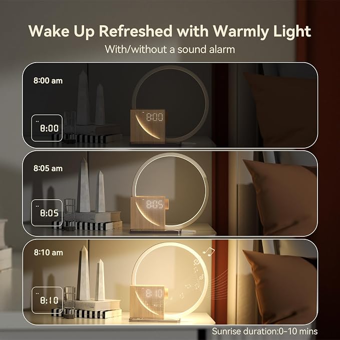 Reloj Despertador Vivilumens Sunrise – Luz de Amanecer y Máquina de Ruido Blanco