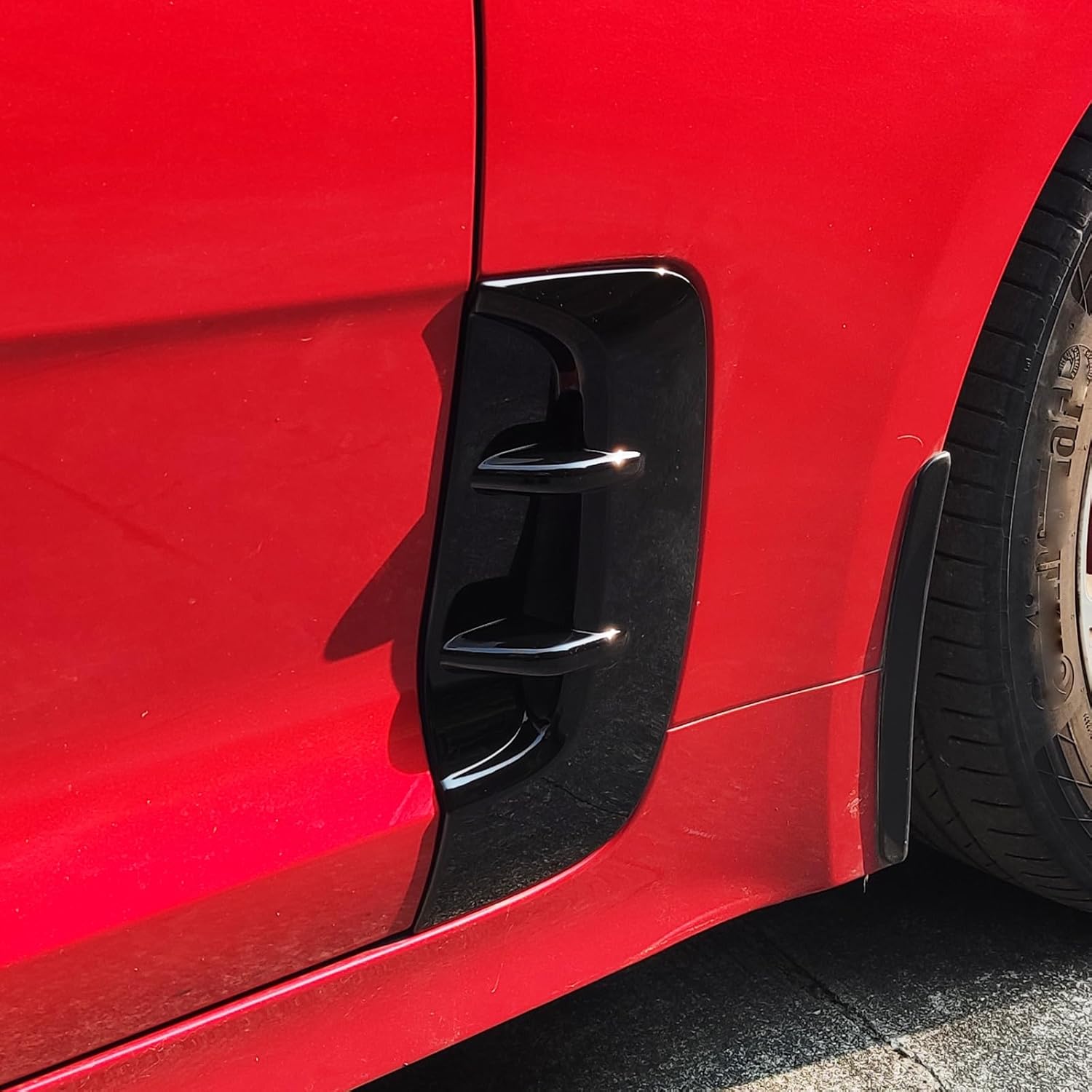 Cubiertas de Rejilla Lateral de Guardabarros YOUTOOCAR para Kia Stinger 2018-2023 Negro Brillante – Set de 2