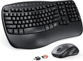 Combo Teclado Ergonómico y Mouse Inalámbrico MEETION – Teclas Wave, Receptor USB 2.4G, Negro