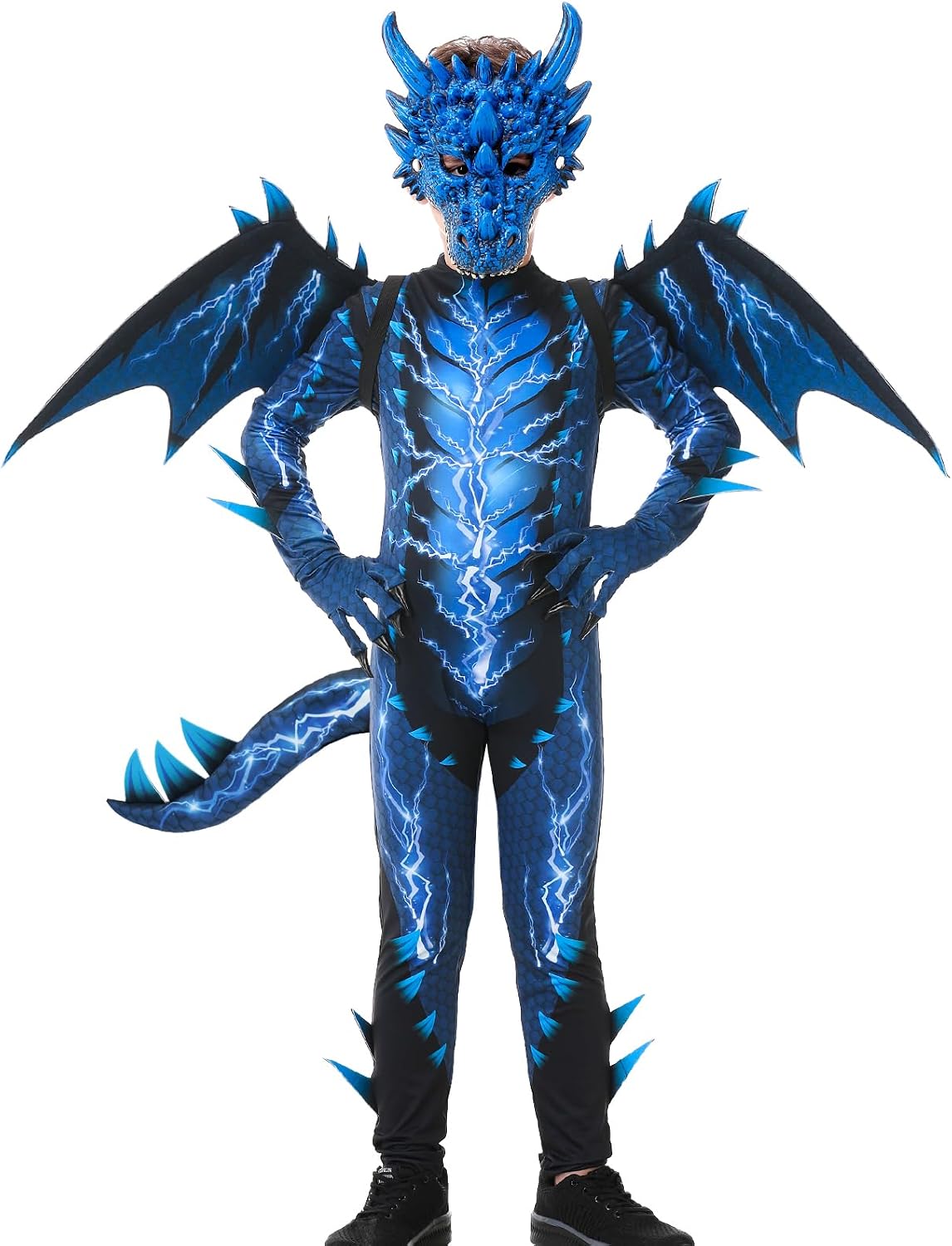 Disfraz de Dragón aicoaub para Niños con Alas y Máscara, Outfit Dinosaurio Divertido, Halloween y Cosplay