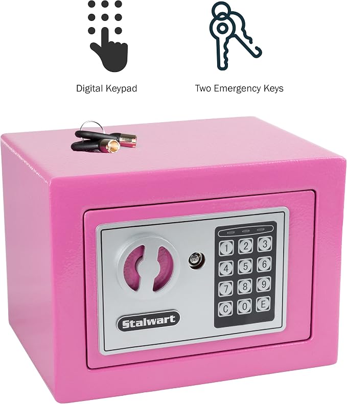 Yuanshikj Caja Fuerte Digital de Seguridad | Teclado Electrónico | Para Hogar, Oficina y Hotel | Joyas, Efectivo y Más | Color Rosa