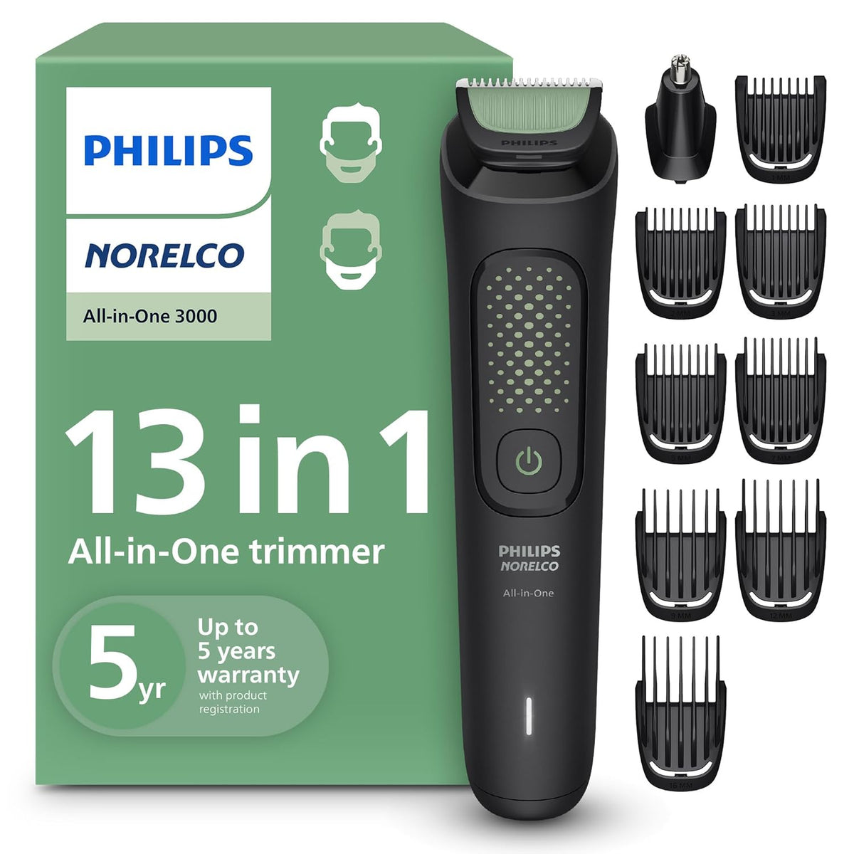 PIEZA FALTANTE-Philips Norelco All-in-One Serie 3000 13 en 1 Recortador, Estilista de Barba y Cortador de Pelo para Hombres, 9 Configuraciones de Longitud y Hojas Autoafilables Amigables con la Piel