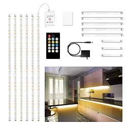 DAYBETTER Luces LED bajo Gabinete con Control Remoto y Dimmer – Tiras LED para Dormitorio, Cocina y Hogar