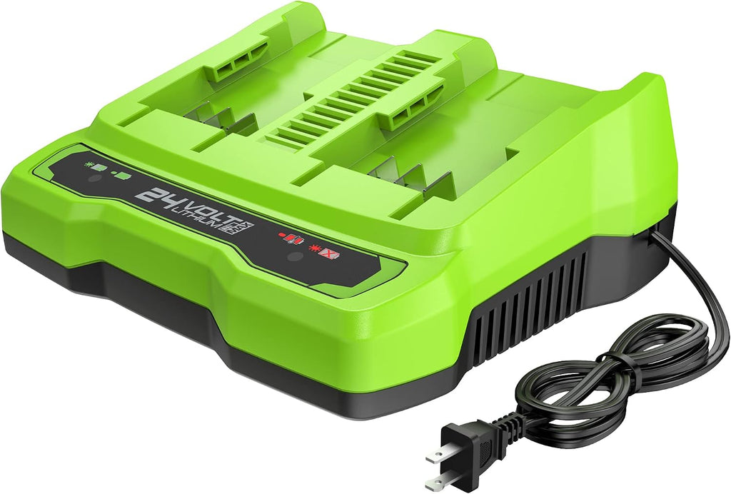 Cargador de batería Greenworks de 24V con doble puerto