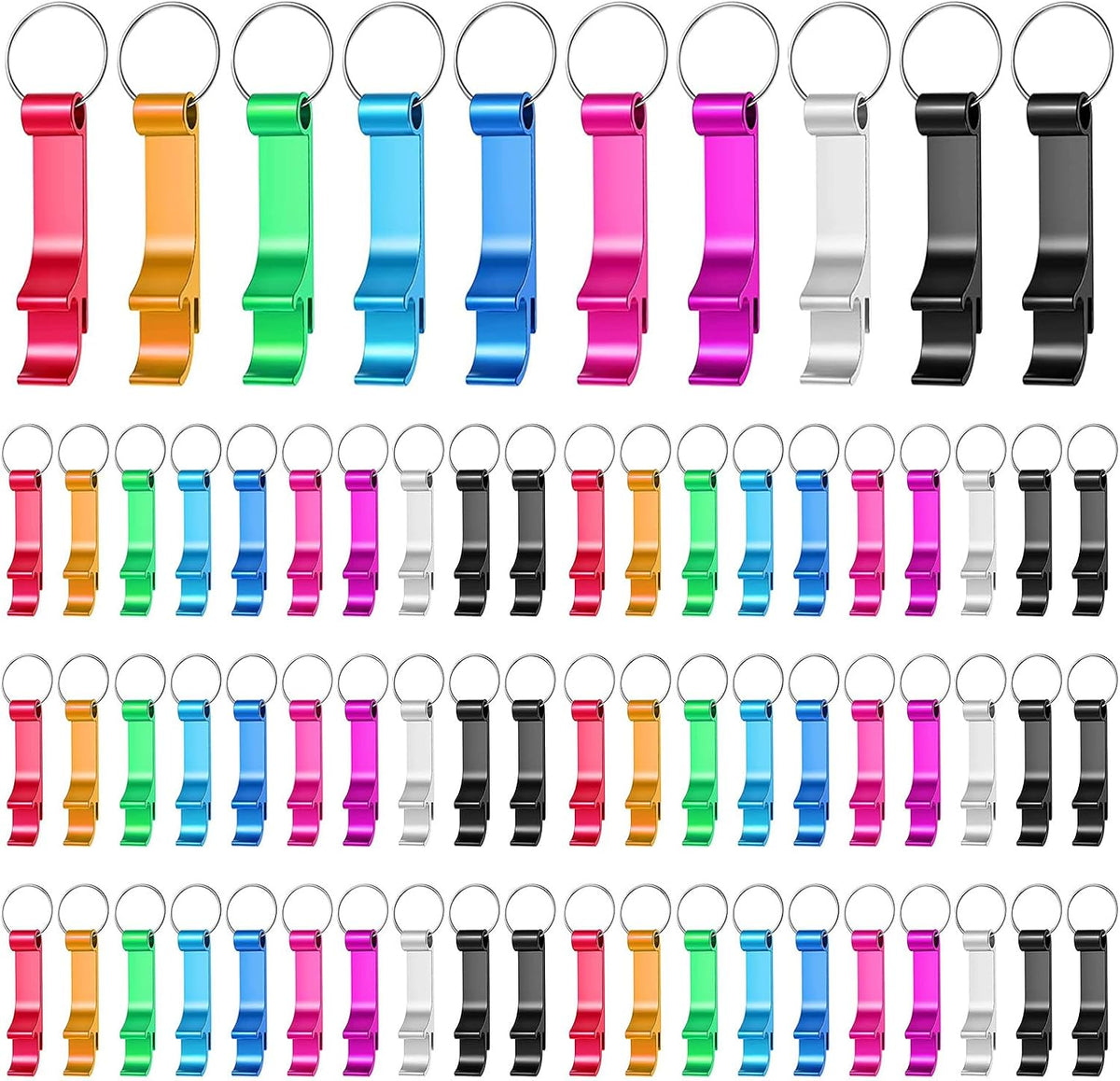 Ohiyoo Paquete de 200 llaveros abrebotellas de aluminio coloridos para recuerdos de fiesta y bodas.