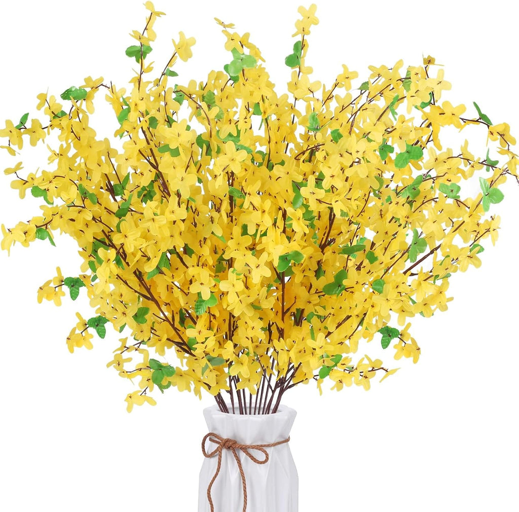 HO2NLE 16 Ramas de Forsythia Artificial 60cm | Flores de Seda Amarillas Falsas de Primavera para Decoración