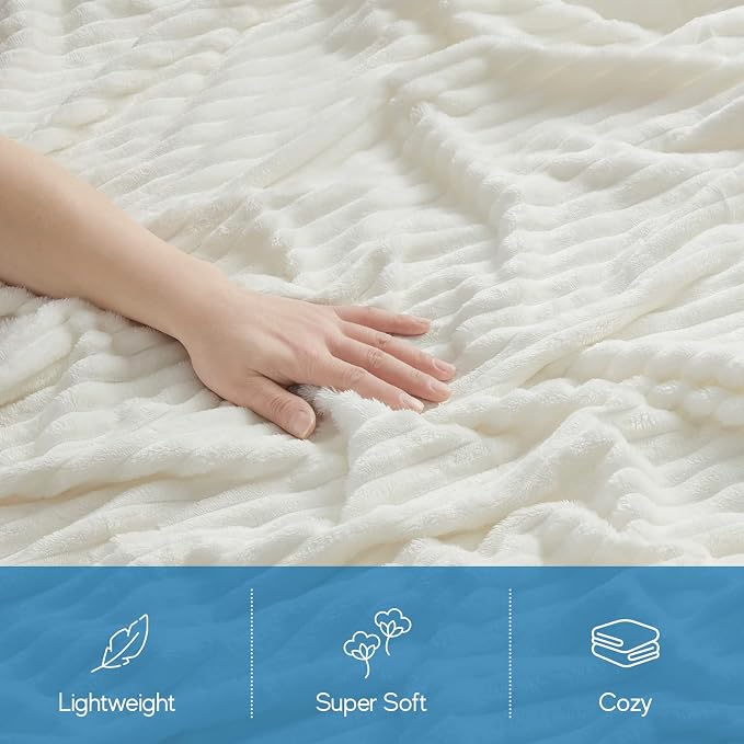 Manta de Microfibra Nestl 50"x60" Blanca | Felpa Suave Transpirable para Sofá y Cama