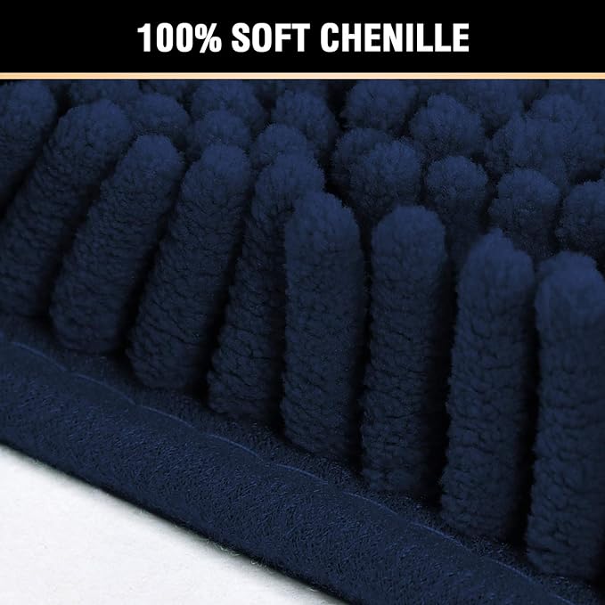 Alfombra de Baño H.VERSAILTEX Chenille Azul Marino — Microfibra Suave, Lavable, Antideslizante, 50x80cm