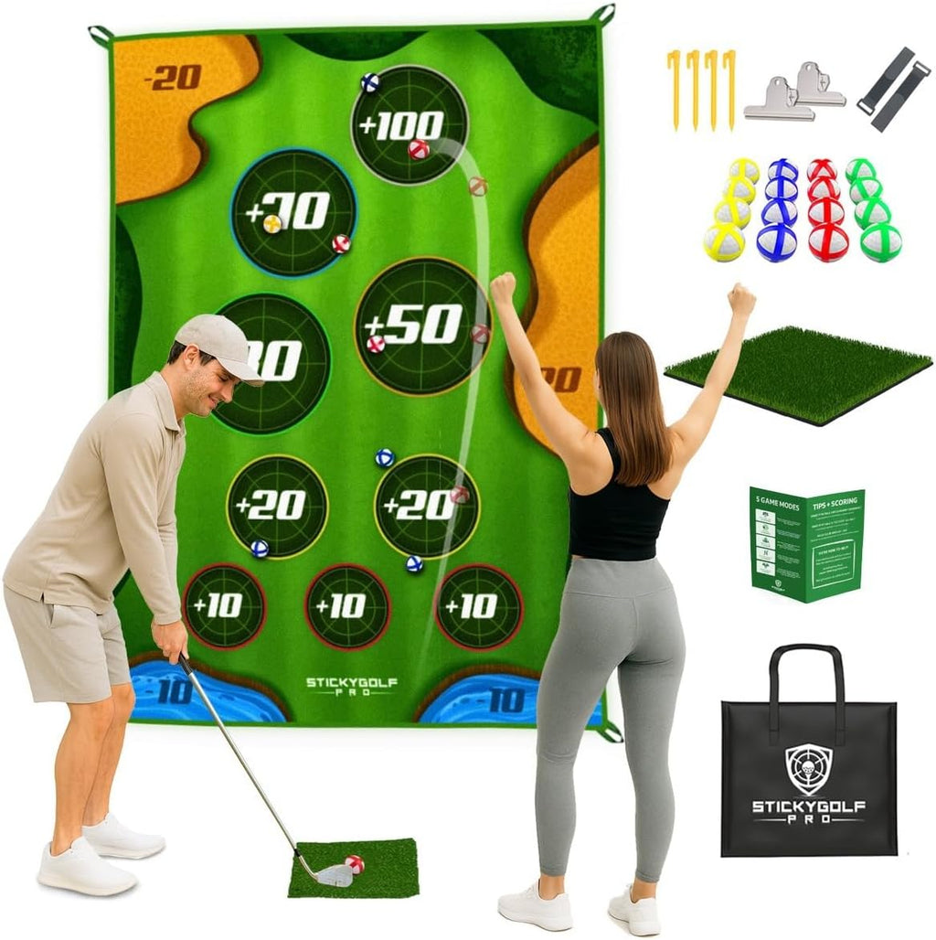 Golf Game for Adults Outdoor Indoor - Backyard Chipping Set with Sticky Balls - Family Entertainment Multi-Player Action - Friend and Party Activity - Gift for Golfers (no Club)