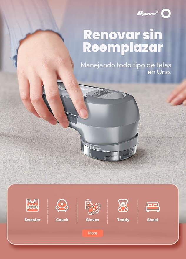 NOTA IMPORTANTE: SOLO INCLUYE UN REPUESTO – Bymore Afeitadora de tela para ropa, removedor de pelusa de doble potencia con batería o uso con cable, afeitadora de suéter portátil para ropa, muebles y viajes