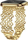 Correas metálicas Tlselt compatibles con Apple Watch de 38 mm, 40 mm, 41 mm, 42 mm, 44 mm, 45 mm, 46 mm y 49 mm para mujer, pulseras Lucky Clover, elegantes correas de acero inoxidable para iWatch Series 11, 10, 9, 8, 7, 6, 5, 4, 3 y SE Ultra.